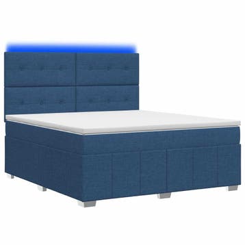 vidaXL LED Boxspring Bed met Matras Blauw 160 x 200 cm Stof, Huis en Inrichting, Slaapkamer | Bedden, Verzenden, Nieuw, Blauw