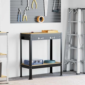 vidaXL Werkbank met lade Zwart 80 x 40 x 91 cm Bewerkt hout, Verzenden, Nieuw