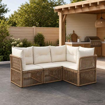vidaXL Tuinbankenset 4 st Beige poly rattan, Verzenden, Nieuw, 4 zitplaatsen