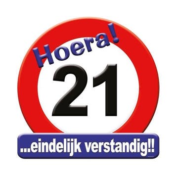 Huldeschild Hoera 21 Jaar, Ophalen of Verzenden, Nieuw
