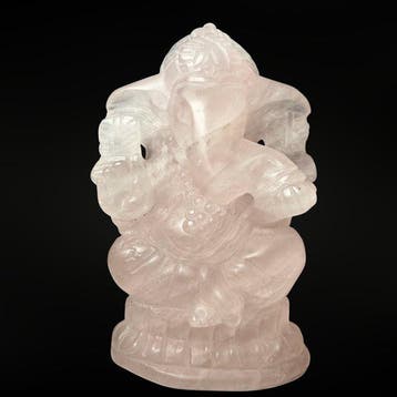 Ganesh Roze Kwarts - Premium Gravure - Hoogte: 80 mm -