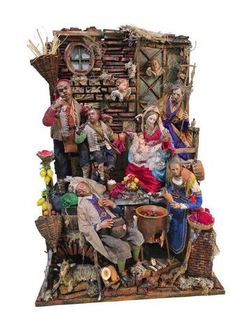 sculptuur, Presepe napoletano - Arte presepiale - 79 cm -