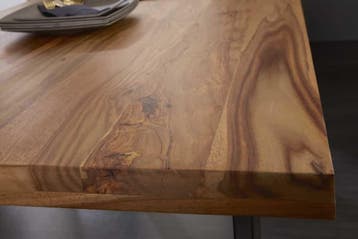 Massief houten eettafel IRON CRAFT 160cm bruin zwart, Ophalen of Verzenden, Nieuw