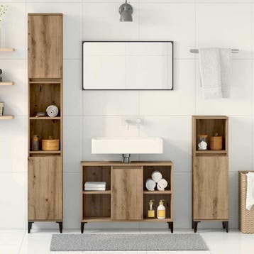 vidaXL Badkamermeubelset 3 st Artisan Eiken Bewerkt hout, Verzenden, Nieuw, Overige typen