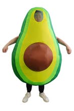 KIMU® Opblaas Kostuum Avocado Pak Opblaasbaar Pak Avocadopak, Carnaval, Nieuw, Overige maten, Ophalen of Verzenden