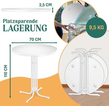Statafel - Bartafel - Partytafel - 70 cm- Wit - KESSER®, Verzenden, Zo goed als nieuw
