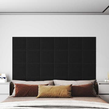 vidaXL Wandhoofdbord 12 st 30 x 30 cm Zwart Stof, Doe-het-zelf en Verbouw, Platen en Panelen, Verzenden, Nieuw