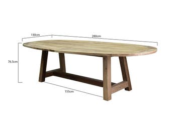 Kingston dining tuintafel 280x130xH77 cm teak, Ophalen of Verzenden, Nieuw, Teakhout