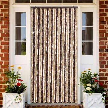 vidaXL Vliegengordijn 90x200 cm chenille beige en lichtbruin, Verzenden, Nieuw, Beige