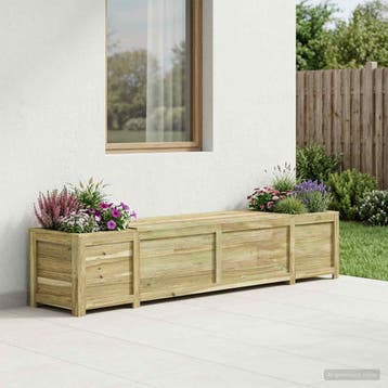 vidaXL Tuinbank met opbergruimte en plantenbak 193,5 x 40 x, Tuin en Terras, Verzenden, Nieuw