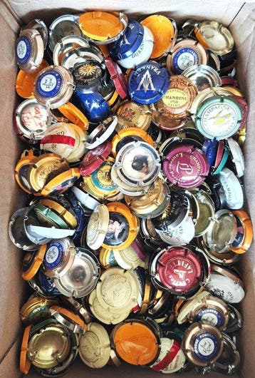 Collectie champagnecapsules - 1,1 kg aan champagne capsules