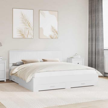 vidaXL Bedframe met lade met hoofdeinde Wit 180 x 200 cm, Verzenden, Nieuw, Wit, Hout