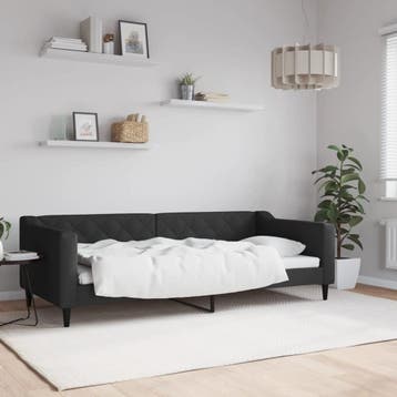 Design Slaapbank zwart | 35% Korting | Retourdeal, 90 cm, Eenpersoons, Zwart, Ophalen of Verzenden