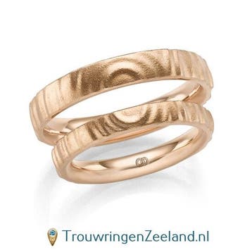 Trouwringen met geluidsgolven Zweiklang in roodgoud sma..., Verzenden, Nieuw
