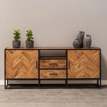 Dressoir Mangohout Kjeld 180 cm, Verzenden, Nieuw, Overige houtsoorten, Industriële meubels