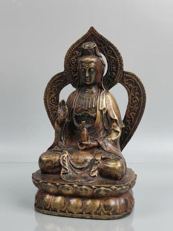 Figuur - Guanyin Bodhisattva(con Marchio Qianlong) Cina XX, Antiek en Kunst