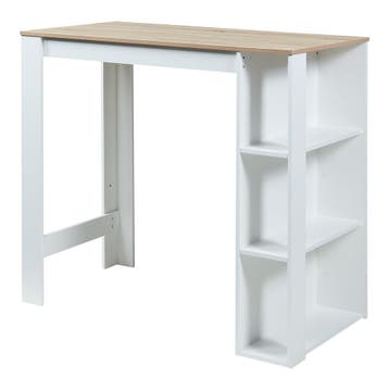 Bartafel Danderyd met 3 planken 120x60x105,5 cm wit en eiken, Huis en Inrichting, Verzenden, Nieuw