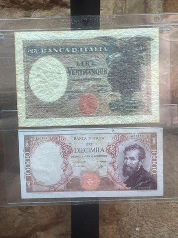Italië. - 25 Lire 1925 Banca dItalia (Forgery) + 10.000