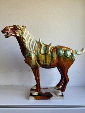 sculptuur, Sancai Pferd im Tangstil - 27.5 cm - Keramiek