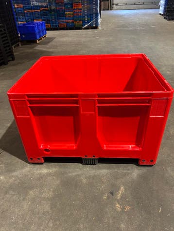 Palletboxen dicht 120x100x76 rood met 3 sledes nieuw b-keus, Nieuw
