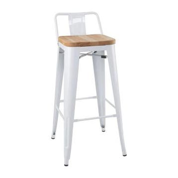 Barkrukken | BISTRO | Hout/Staal | Hout (Essen) | Wit Frame, Verzenden, Nieuw in verpakking