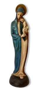 Beeld - Madonna met kind - 47 cm - Gips - 1920-1940