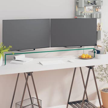 vidaXL TV-meubel/monitorverhoger transparant 110x30x13 cm, Verzenden, Nieuw, Glas, 100 tot 150 cm