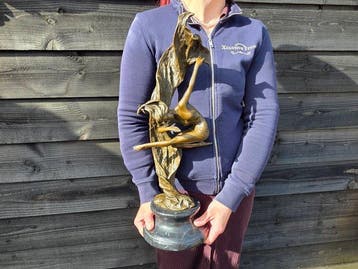 Beeld, Bronze: Scarf Dancer 52cm - Lady - 52.5 cm - Brons,