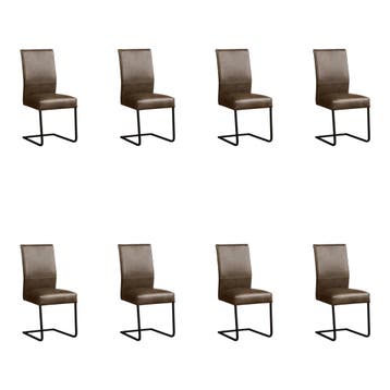 Set van 8 Leren eetkamerstoelen Remix - Granada Ash, Ophalen of Verzenden, Nieuw, Leer
