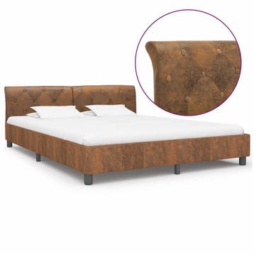 vidaXL Bedframe kunstsuède bruin 180x200 cm, Huis en Inrichting, Slaapkamer | Bedden, Overige materialen, Eenpersoons, Bruin, Verzenden