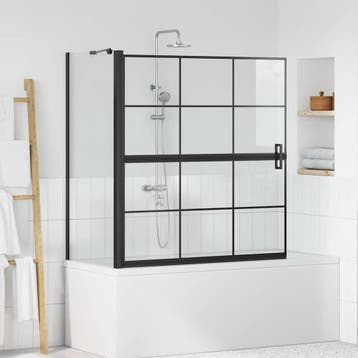 vidaXL Bad Douchescreen Zwart en transparant 116 x 68 x 128, Doe-het-zelf en Verbouw, Sanitair, Verzenden, Nieuw