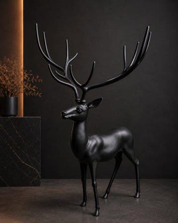 sculptuur, XXL Zwart Hertbeeld - Aluminium - Design, Antiek en Kunst, Kunst | Designobjecten