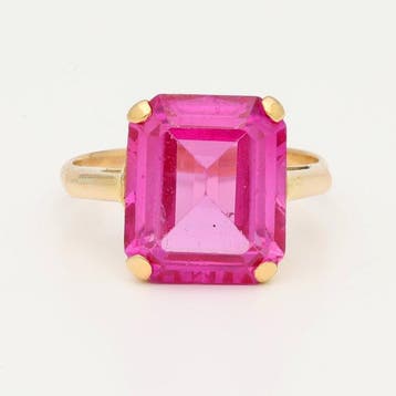 Ring - 19.2 kt. Geel goud Saffier, Sieraden, Tassen en Uiterlijk, Ringen, Nieuw