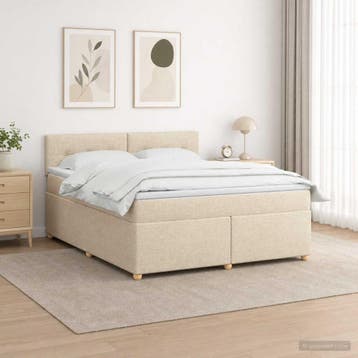 vidaXL Boxspringbed met matras Crèmekleurig 140 x 200 cm, Verzenden, Nieuw, Crème