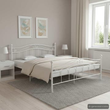 vidaXL Bedframe metaal wit 200x200 cm, Verzenden, Wit, Overige maten, 200 cm