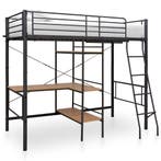 vidaXL Stapelbedframe met tafel metaal grijs 90x200 cm, 90 cm, Eenpersoons, Verzenden, Nieuw