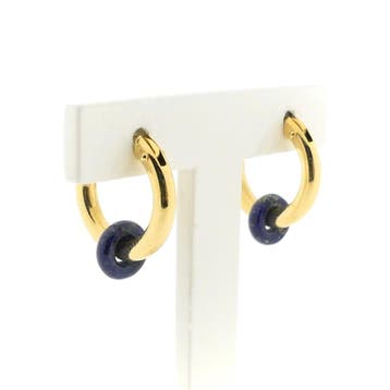 Gouden oorringen met lapis lazuli (Oorbellen), Gebruikt, Overige kleuren, Ophalen of Verzenden, Met edelsteen