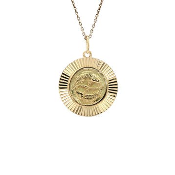 Gouden vintage sterrenbeeld vissen hanger 14 kt, Ophalen of Verzenden, Nieuw