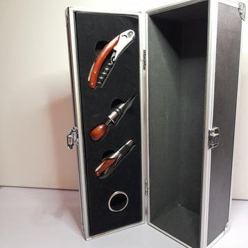 Wijnaccessoire (4) - Metaal, Hout, Rubber, Vilt - Fleshouder