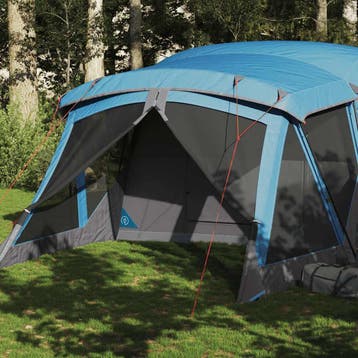 vidaXL Tent met luifel 4-persoons waterdicht blauw, Caravans en Kamperen, Verzenden, Nieuw, Tot en met 2