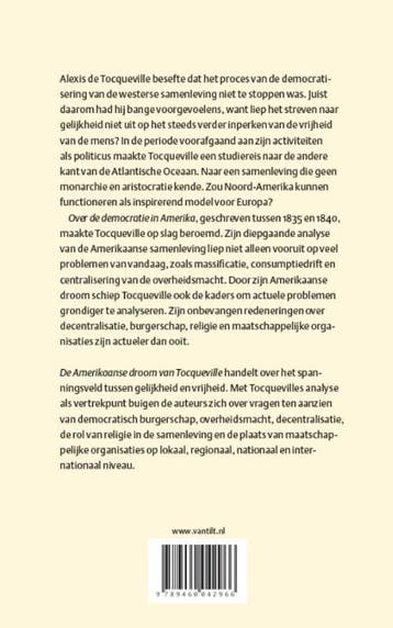 De Amerikaanse droom van Tocqueville 9789460042966, Verzenden, Zo goed als nieuw