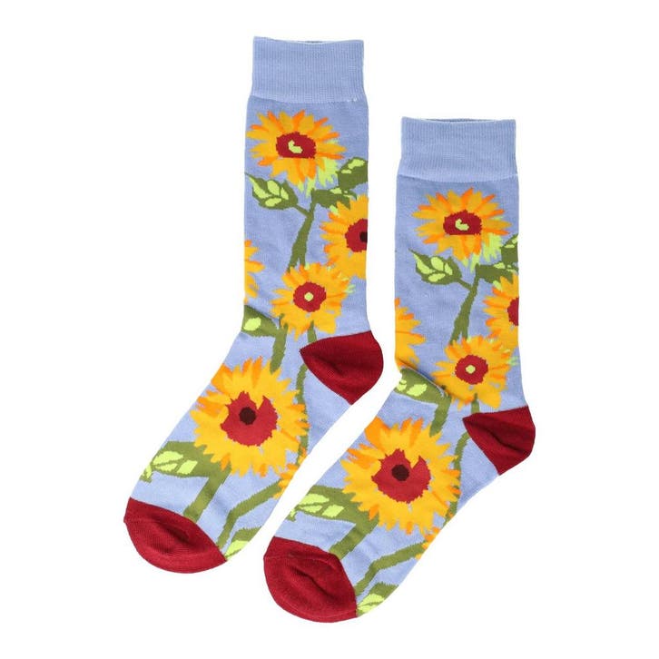 Sokken - Zonnebloemen Print - Blauw Geel Groen Rood - Katoen, Kleding | Dames, Sokken en Kousen