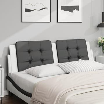 vidaXL Hoofdbordkussen Zadar 160 cm kunstleer zwart en wit, Verzenden, Nieuw, Zwart, Overige materialen