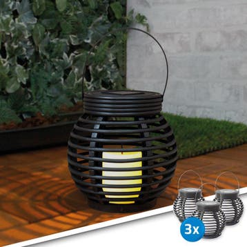 Solar lantaarn Basket - Voordeelset Small 3 stuks, Tuin en Terras, Kunststof, Verzenden, Minder dan 50 watt, Staande lamp