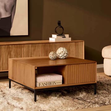Salontafel Madison Natural | 80 cm | Vierkant | Starfurn, Ophalen of Verzenden, Nieuw