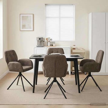 vidaXL Draai Eetstoelen 4 st Nep Suede Leer Donkergrijs, Verzenden, Nieuw