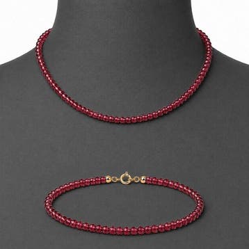 Granaat - Zilver - 2-delige sieradenset