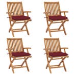 vidaXL Tuinstoelen 4 st inklapbaar met kussens massief, Verzenden, Nieuw, Hout
