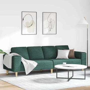 vidaXL Woonkamer Bank Donkergroen 250 x 77 x 76 cm Polyester, Verzenden, Nieuw, Kunststof, Minder dan 150 cm