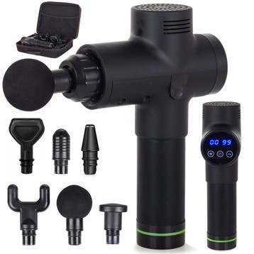 Massage gun met 6 opzetstukken zeer intensief zwart, Ophalen of Verzenden, Nieuw